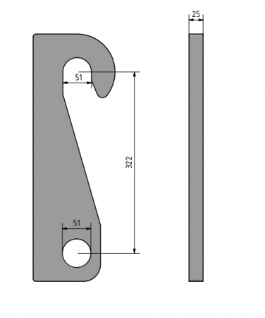 Koppelhaken Satz für Weidemann 322x51x51mm_t=25mm