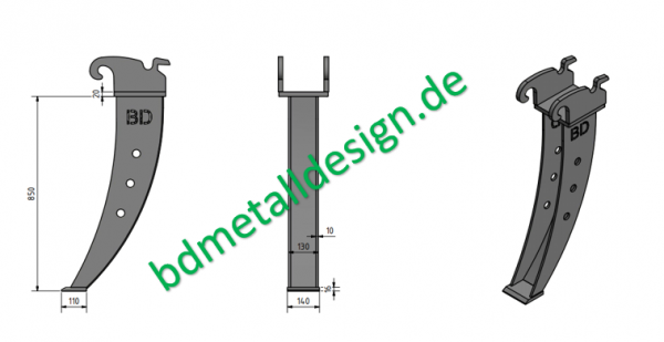 Drainagelöffel/Kabellöffel 850x130 mit CW05 geschweißt